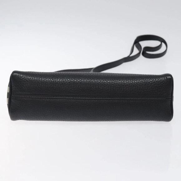 BURBERRY Shoulder Bag Leather Black Silver Auth am8354 - Picture 7 of 16